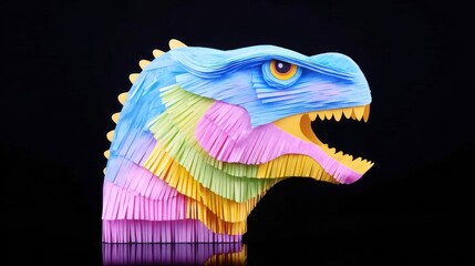 Colorful Pastel Dinosaur Pi?ata Head