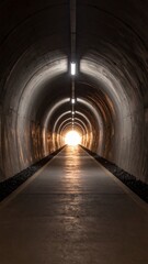 Pathway to Light Through Concrete Tunnel Abstract Concept of Hope and Journey.