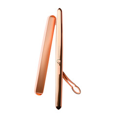 Obraz premium Modern hair straightener with rose gold accents isolated on transparent background