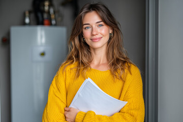 woman holding paper contracts