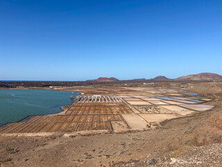 scenic saline in Lanzarote called salinas de Janubio, Lanzarote