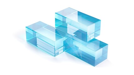 Blue Transparent 3D Block Technology Background – a captivating and futuristic visual. The transparent blue blocks form a modern digital landscape with depth and innovation.