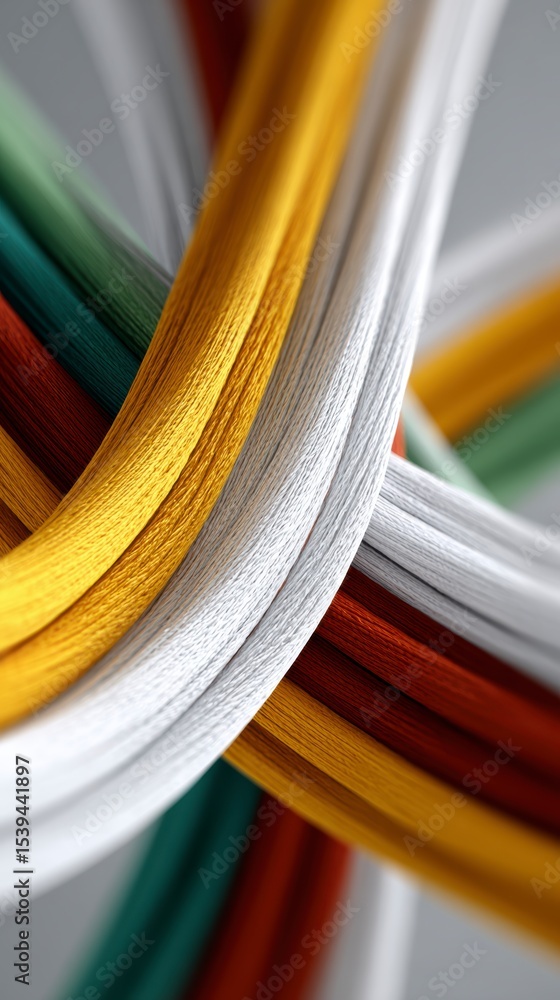 Poster abstract multicolored ribbon knot modern 3d render background
