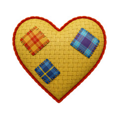 heart shape designed with a woven or braided texture reminiscent of straw or wickerwork AI-generated transparent PNG