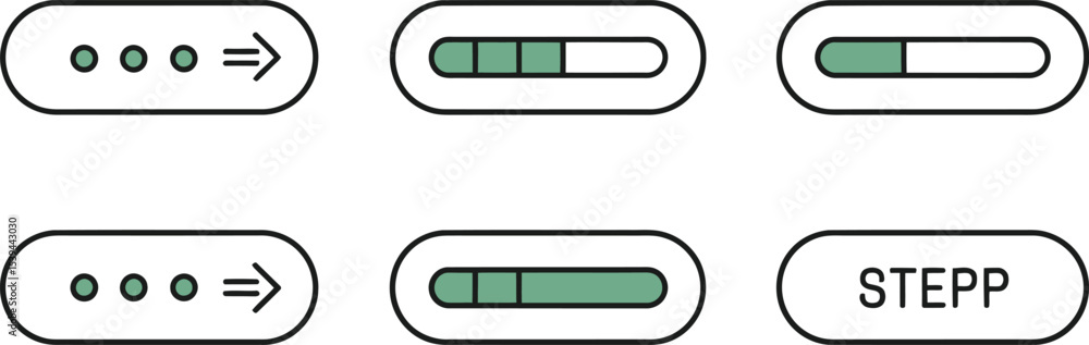 Poster flat design illustration of progress indicators for a website or application navigation stepps