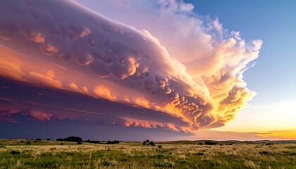 Obraz premium Majestic Sunset Storm Cloudscape Vibrant Colors and Dramatic Sky