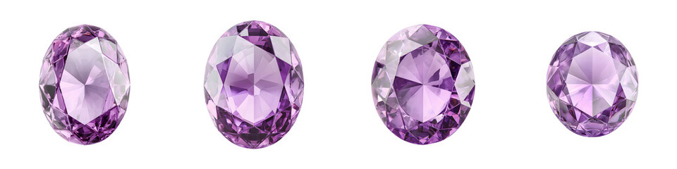 Sparkling amethyst gemstones in a row