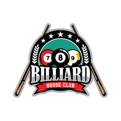 Billiards or Poolroom logo, stick vector, Billiards club logo template design