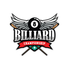 Billiard Club Logo Design Illustration Vector