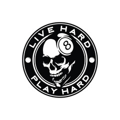 Billiard Skull Mascot Logo Design Illustration Vector