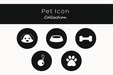 Adorable Pet Icon Collection Dog, Bowl, Bone, Toy, Paw Print Graphics