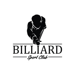 Billiard or Pool room Player Logo Design Illustration Vector