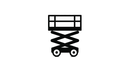 Scissor Lift Icon: Construction Equipment Symbol, Aerial Platform, Work Lift Graphic