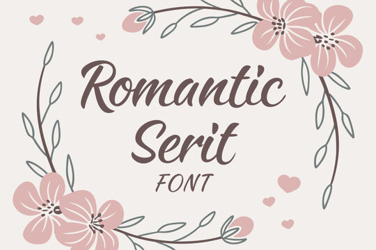 Elegant serif font with delicate floral wreath frame design - Powered by Adobe