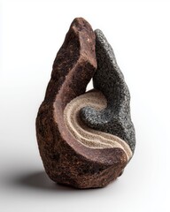 Zen Rock Serenity,Stacked Dark Grey Stones in Soft White Mist