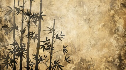 Ink Bamboo Background – a serene and elegant visual. The traditional ink brush strokes create a peaceful and artistic natural scene.