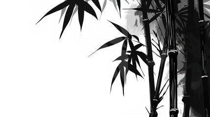 Obraz premium Ink Bamboo Background – a serene and elegant visual. The traditional ink brush strokes create a peaceful and artistic natural scene.