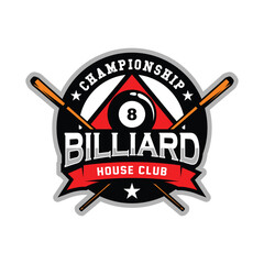 Billiard or Pool room mascot Logo Design Illustration Vector