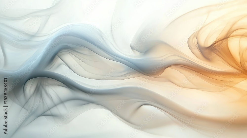 Aufkleber abstract smooth flowing waves blending soft blue and warm orange tones creating a calm and ethereal 