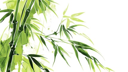 Obraz premium Ink Bamboo Background – a serene and elegant visual. The traditional ink brush strokes create a peaceful and artistic natural scene.