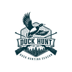 Duck Hunting Logo Design Ideas, Vector illustration