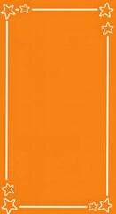 Bright orange border frame with white outlined stars at corners, perfect for invitations, posters, or photos with a fun, celestial, and playful design theme