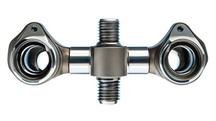 Engine piston with connecting rod, clean metal texture Transparent background, PNG