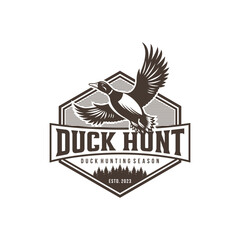 Duck Hunting Logo Design Ideas, Vector illustration