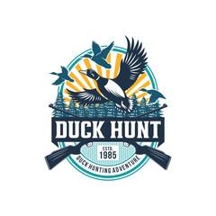 Duck Hunting Logo Design Ideas, Vector illustration
