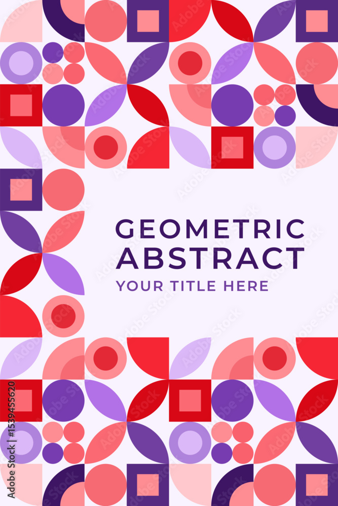 Poster colorful geometric abstract background with circular and square shapes