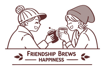 Simple line art postcard design flat minimalist style