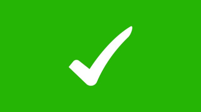 White right check mark icon transparent green background. isolated  tick mark or confirm icon animation. verify complete sign, approved, select tick, success , approved, yes icon signs, 