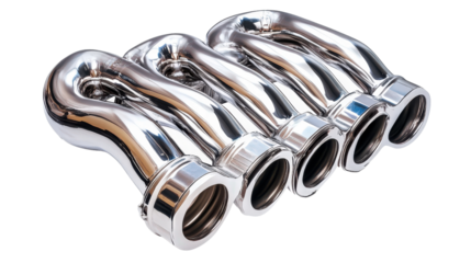 Engine piston with connecting rod, clean metal texture Transparent background, PNG