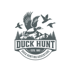 Duck Hunter Logo Flying Duck Logo