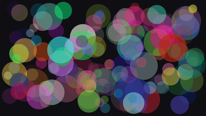 Beautiful abstract background featuring glowing colourful circles and soft bursts on a dark backdrop, perfect for creative designs, wallpapers, or digital art use.