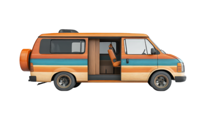 Family minivan with open sliding door Transparent background, PNG