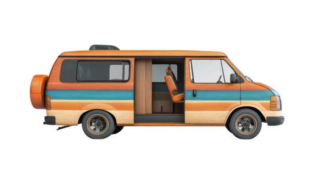 Family minivan with open sliding door Transparent background, PNG