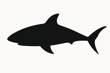 Obraz premium Powerful Shark Silhouette Vector Illustration of a Great White Shark