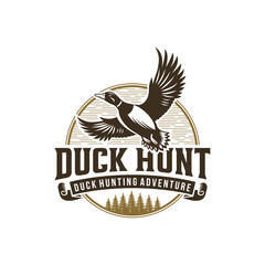 Duck Hunter Logo Flying Duck Logo