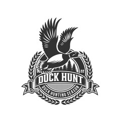 Duck Hunter Logo Flying Duck Logo