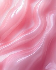 Fototapeta premium Smooth flowing pink and white glossy liquid waves with shiny and reflective texture creating a soft and soothing abstract pattern