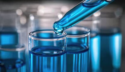 Blue liquid being dispensed into test tubes