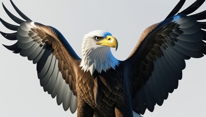 Obraz premium Majestic Bald Eagle Spreading its Wings with Sharp Gaze and Powerful Presence