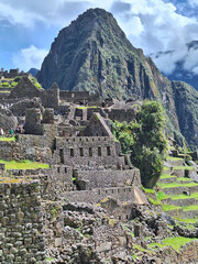 view to old Inca town of Machu Picchu in Peru