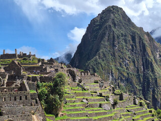 view to old Inca town of Machu Picchu in Peru