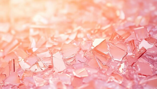 Abstract, fragmented, rose-toned glass shards