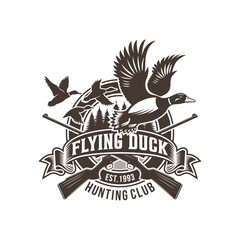 Duck Hunter Logo Flying Duck Logo