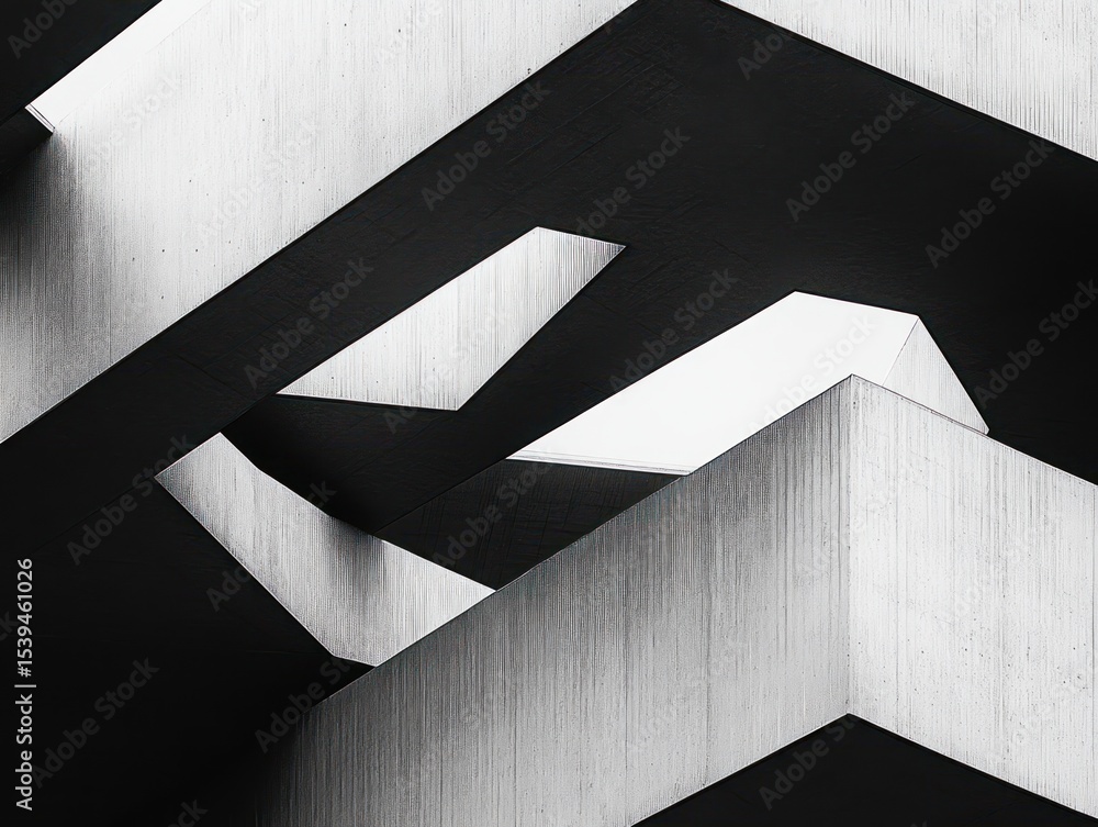 Poster abstract modern architectural concrete structure with sharp geometric shapes and contrasting light a