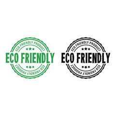 Eco Friendly Product Green and Black Icon Sign Vector Stamp