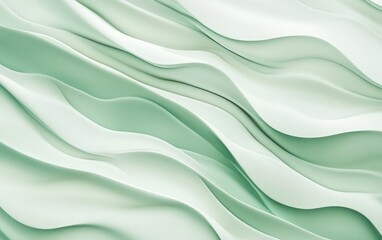 Obraz premium Abstract flowing, light mint-green and white wavy lines